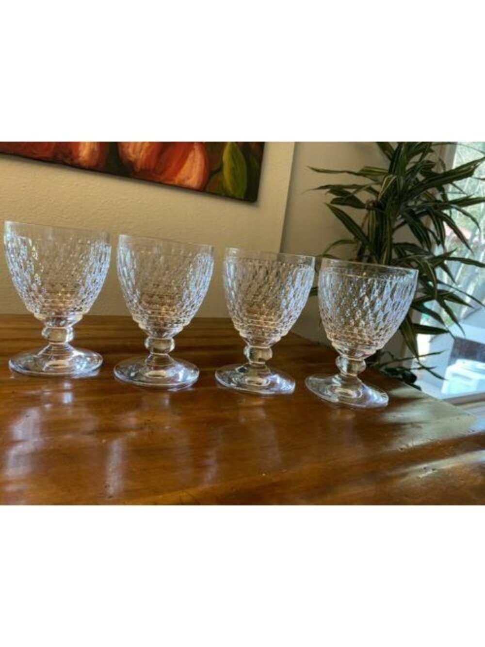Set of 4 Villeroy & Boch Boston 8 Oz Water Wine Juice Glasses Goblet 4 3/4"